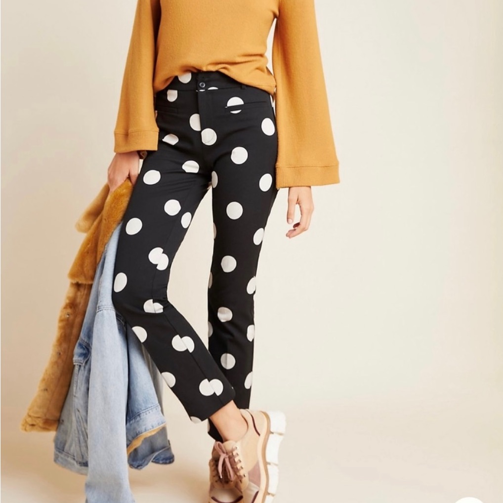 Anthropologie Polka Dot Crop Trouser Size 4